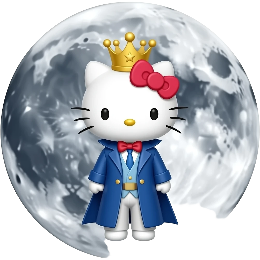 hello kitty disfrazado del principito de Exupery sobre la luna emoji