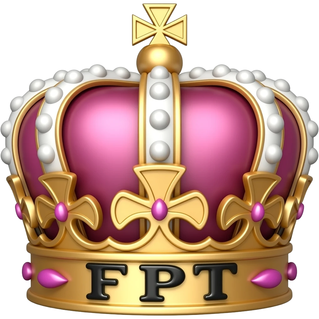 crown writen on it FPTin black in pink and gold fancy theme emoji