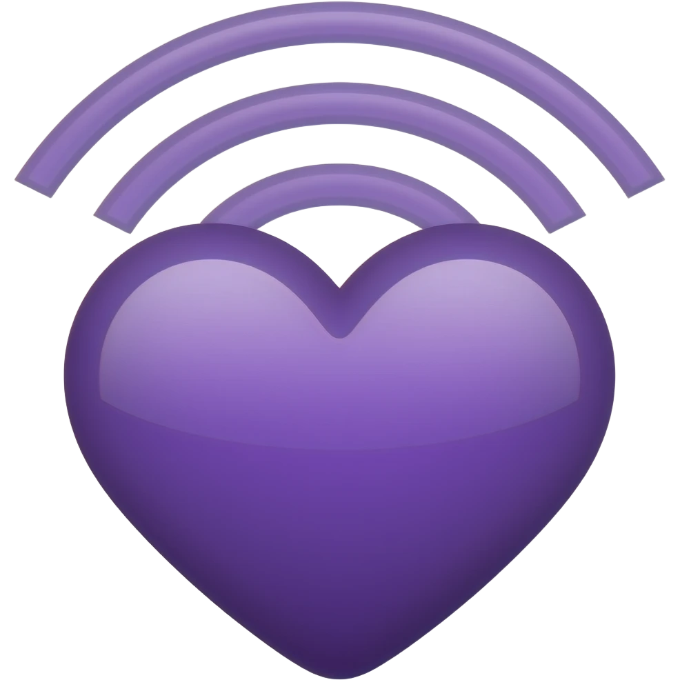 purple heart And radio signals from the heart emoji