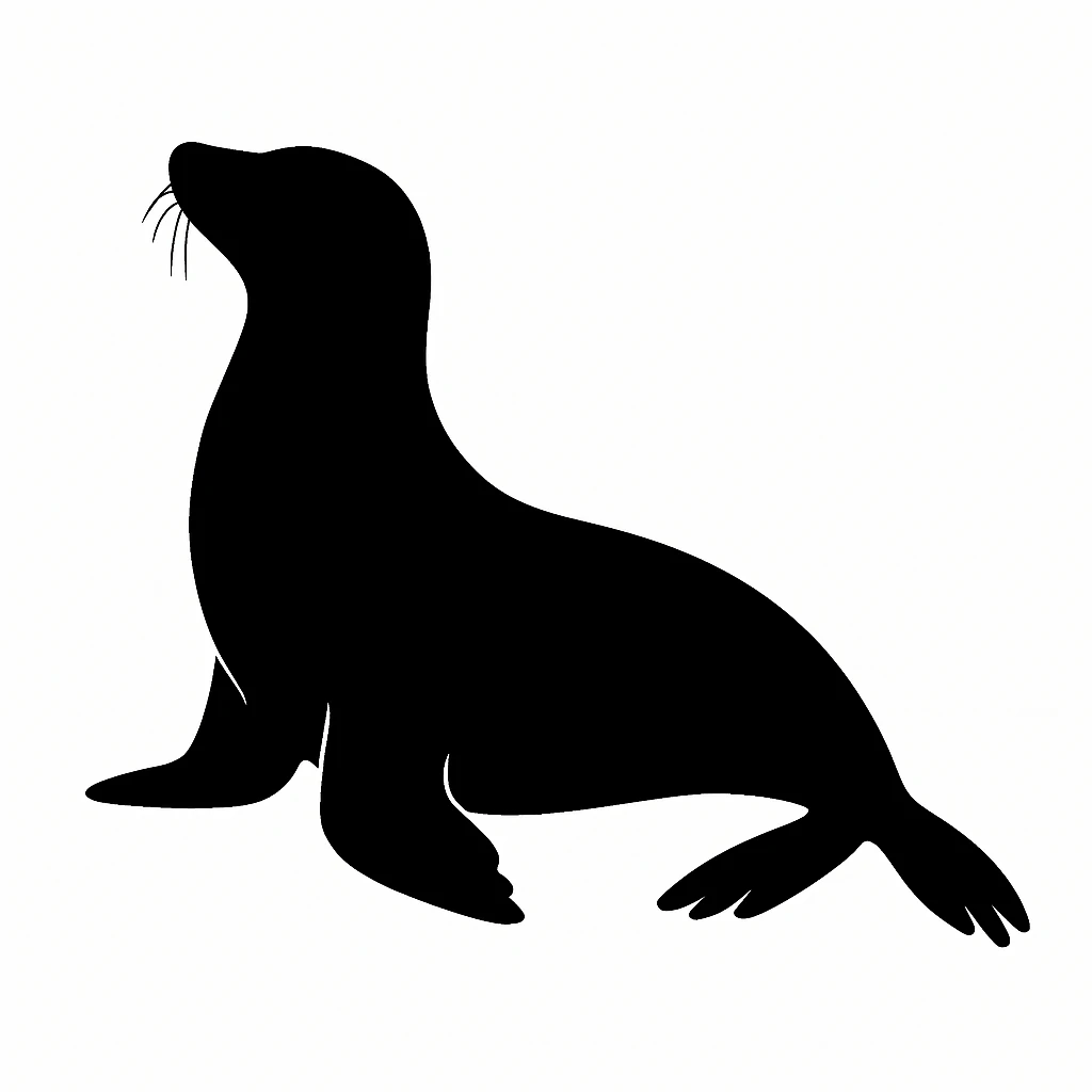 Seal black silhouette white background emoji