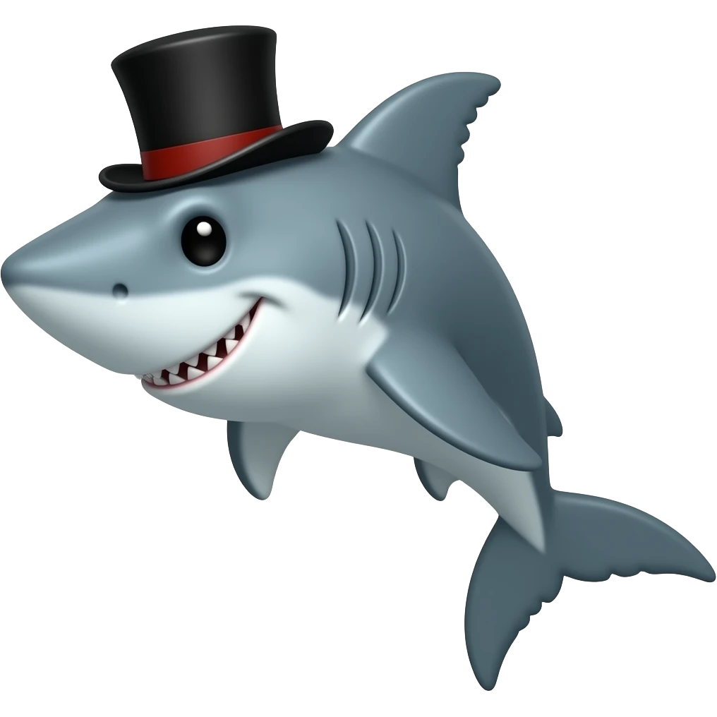 Shark with a top hat emoji