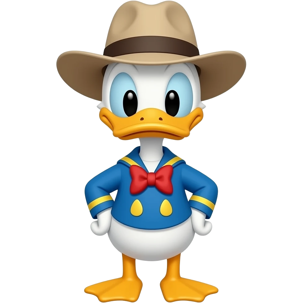 A duck with a big hat emoji