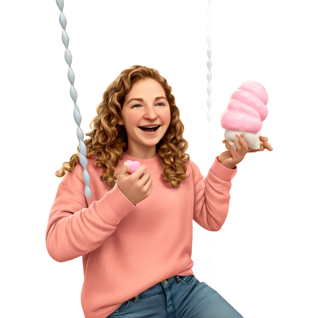 happy girl enjoying cotton candy emoji
