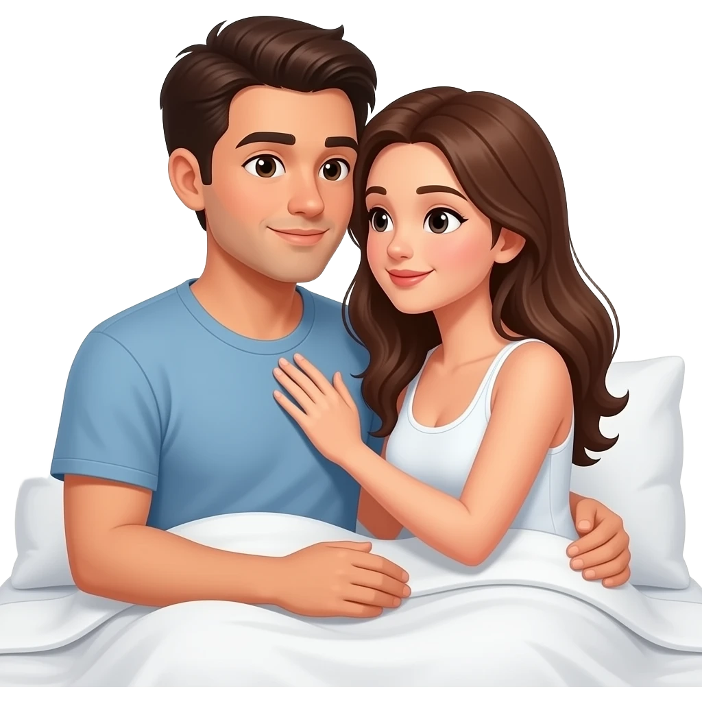 Man and woman intimate on bed emoji