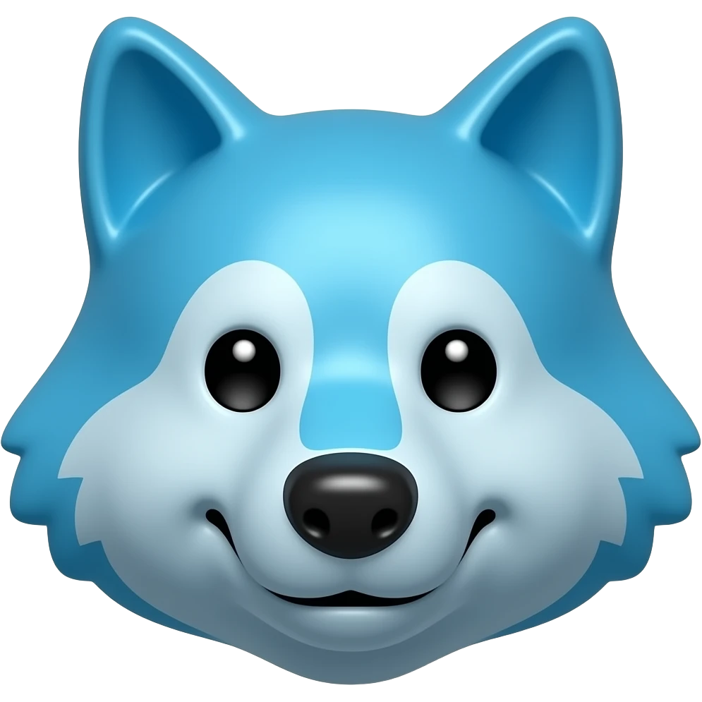 Blue gummy wolf face emoji