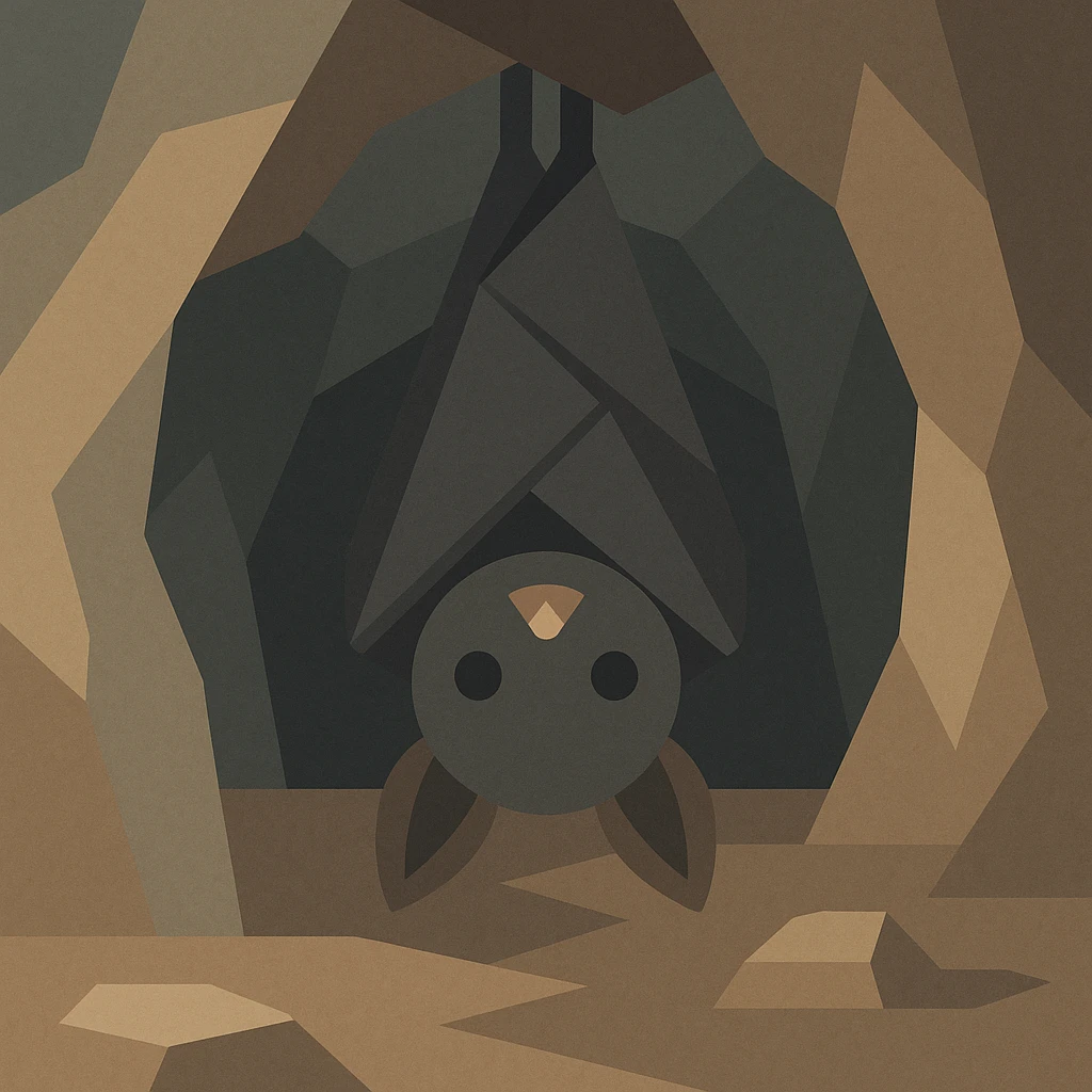 Flat design style bat in the cave emoji