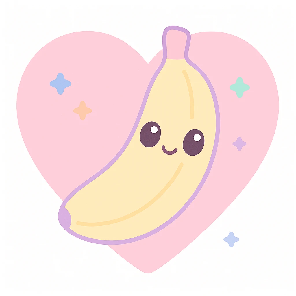 a banana in a heart, playful and cute emoji
