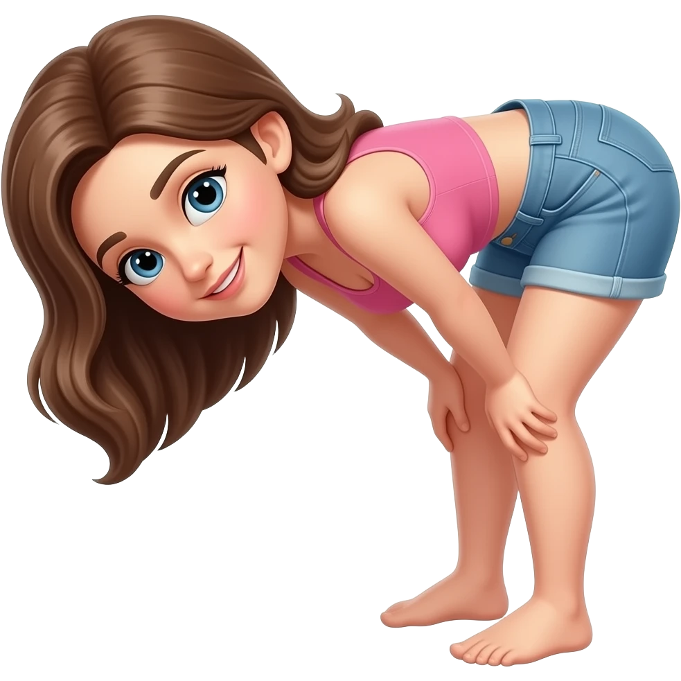 woman bent over with shorts emoji