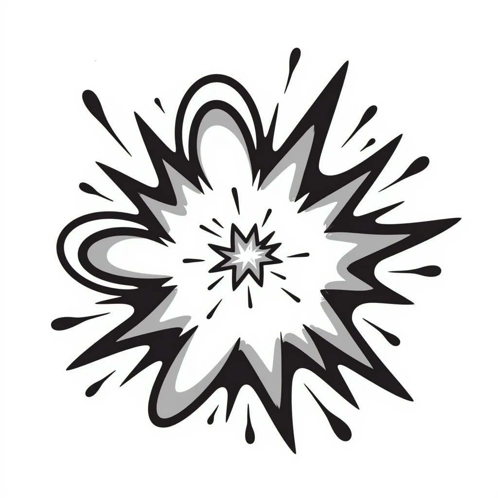 fire power, black doodle style emoji