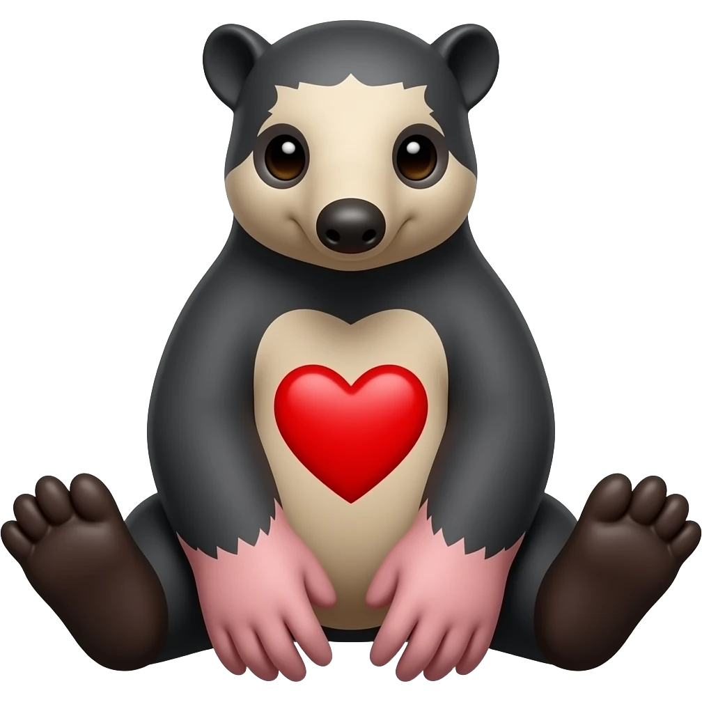 A sitting anteater with a heart painted on it emoji