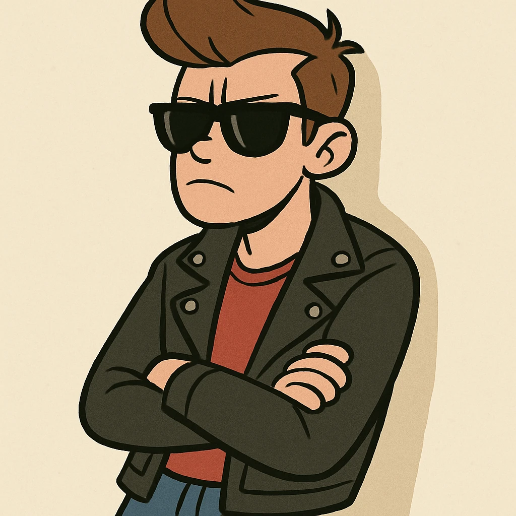 bad boy alone, sunglasses, relaxed posture, light background emoji