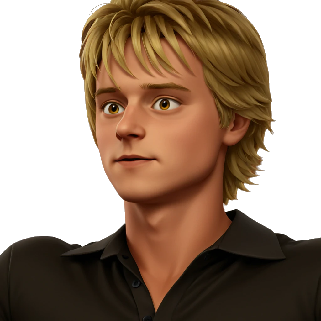 blonde boy portrait with focus emoji