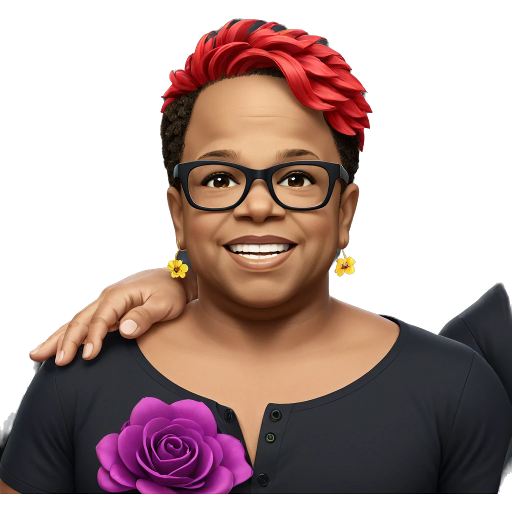 smiling boy with flower earrings emoji