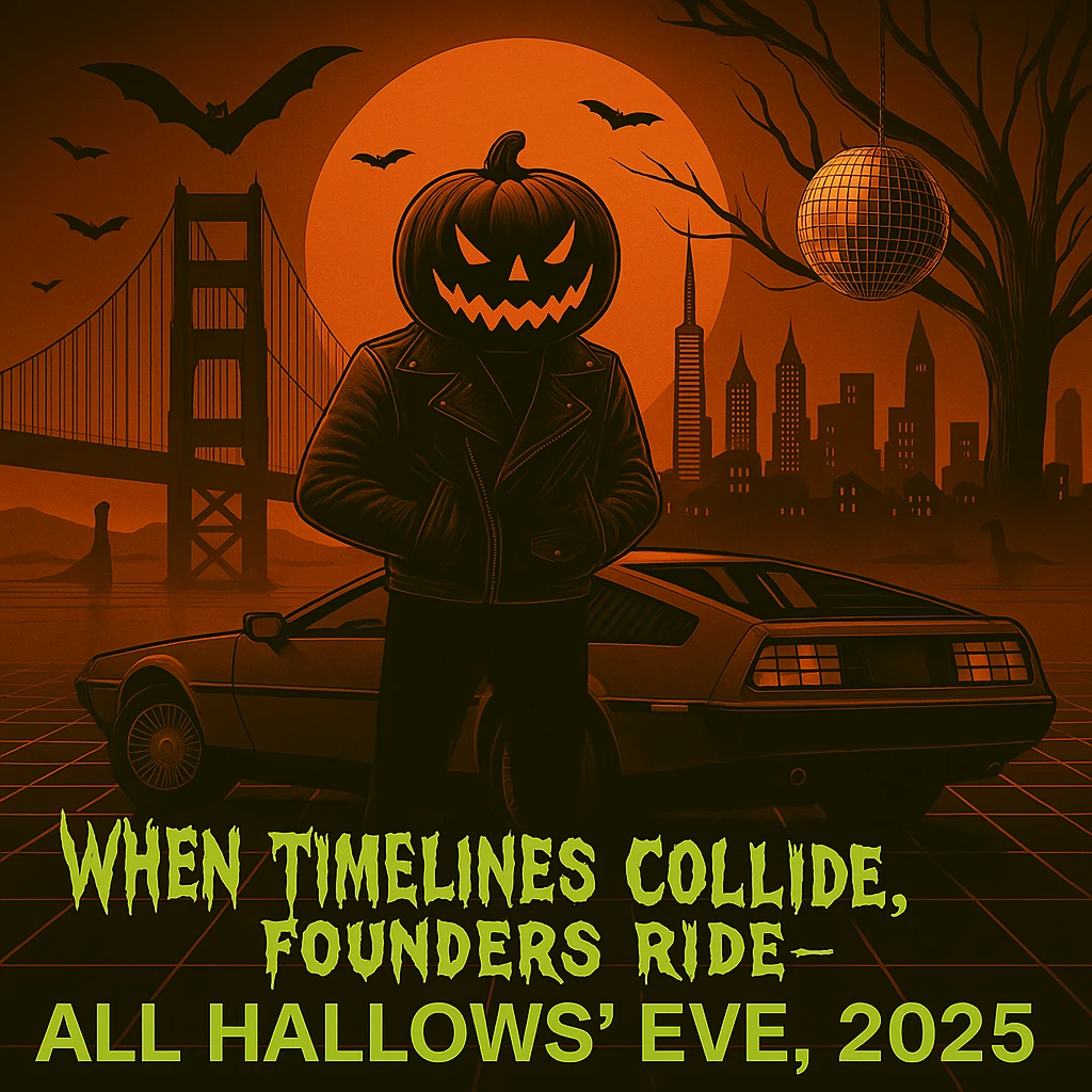 DO NOT CHANGE ANYTHING ELSE JUST MAKE THE FONT FOR WHEN TIMELINES COLLIDE, FOUNDERS RIDE, SPOOKY, RUNNY. KEEP THE SAME SIZE FONT.  emoji