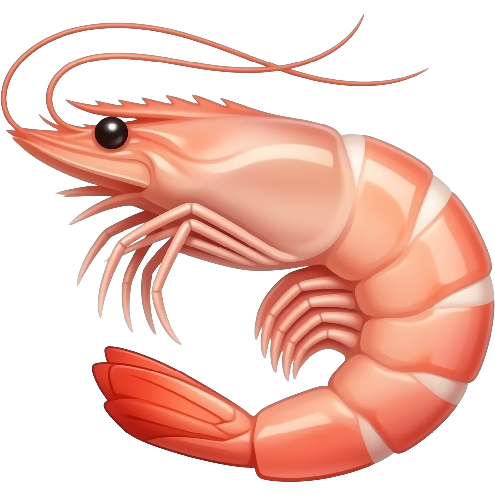 2D render iPhone emoji png of a detailed pinky pink pink pink  shrimp emoji