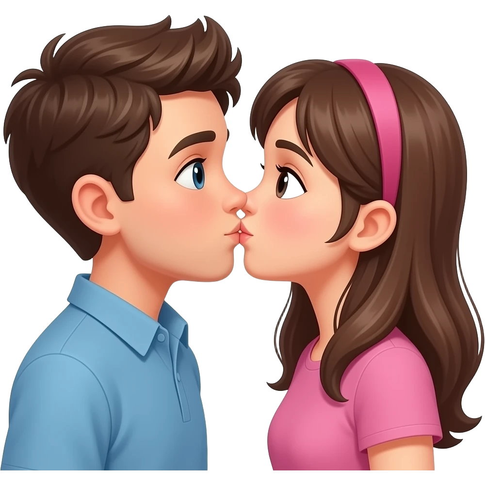 Boy kiss girl in the cheeks emoji