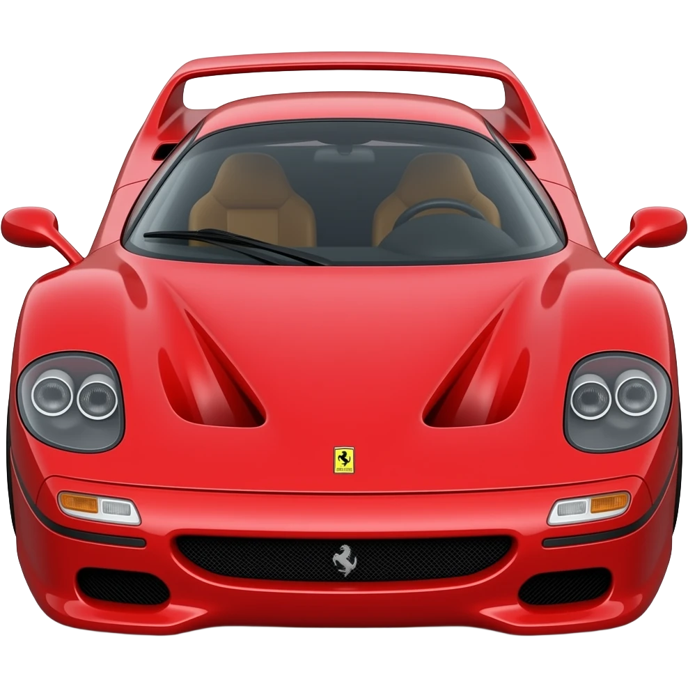 ferrari f50, perfect proportions of wheels and tires, front end and rear end and middle of car compressed like a cartoon drawing, exaggerated emoji