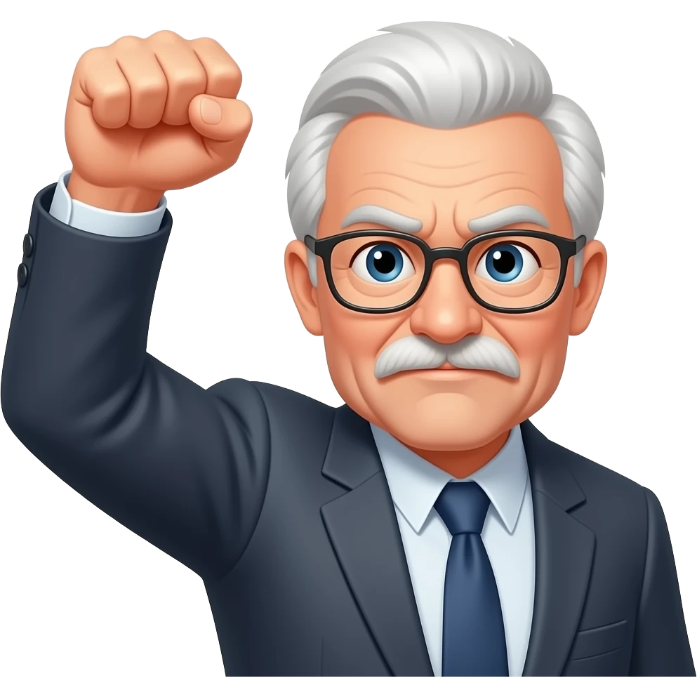 grumpy old man with glasses and shaking his fist at the sky emoji
