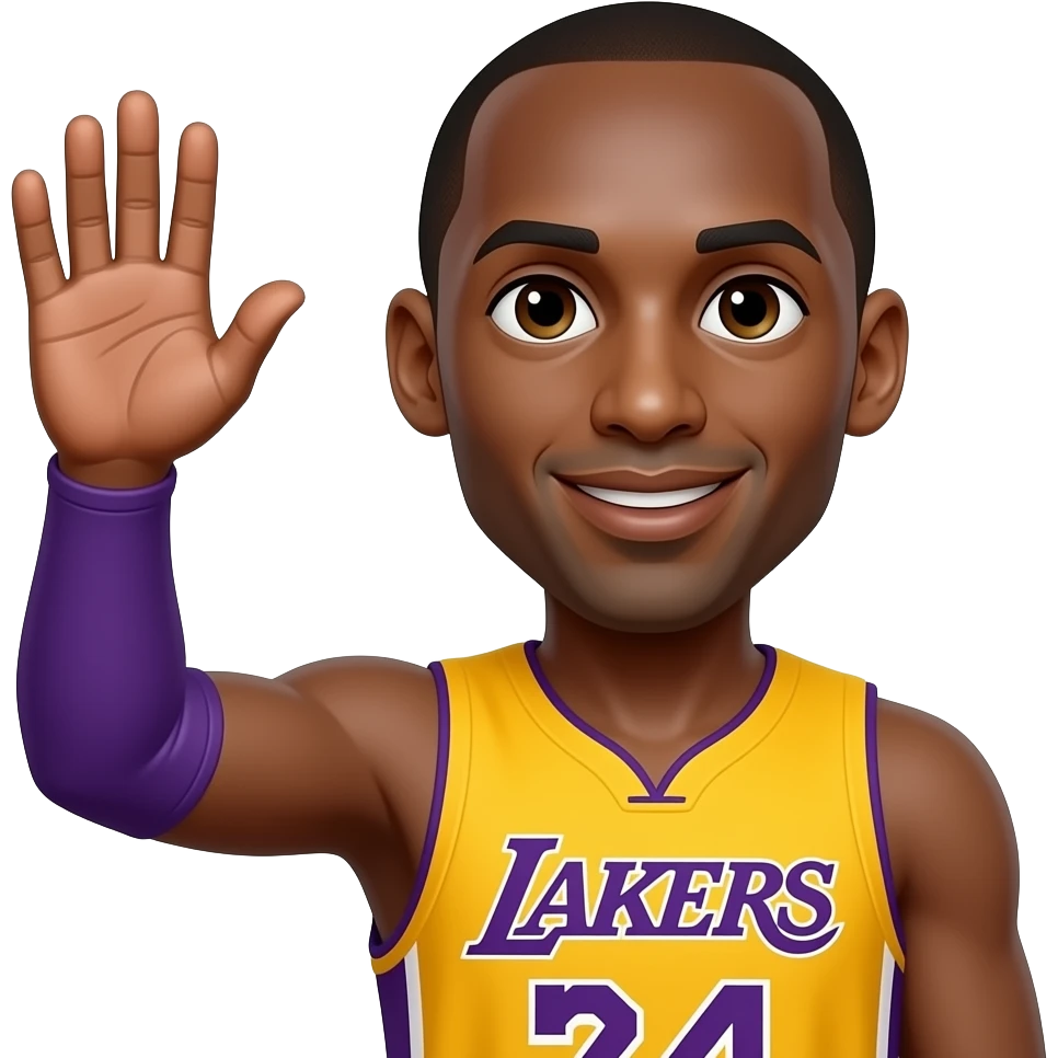 Kobe Bryant waving bye emoji
