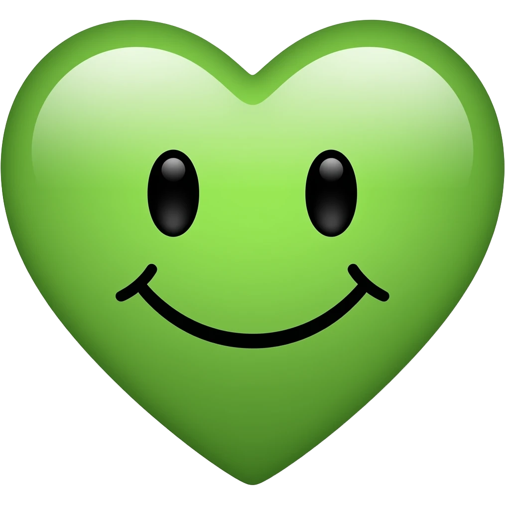 Kissing face emoji 😘 but the heart is green instead of red 💚 emoji