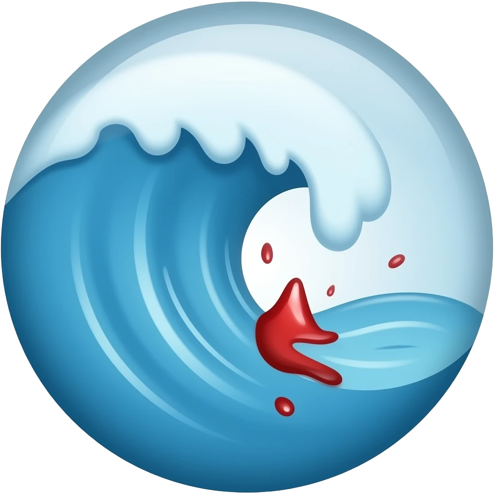 wave of blood and a wave of water about to crash together circular icon copy/paste emoji