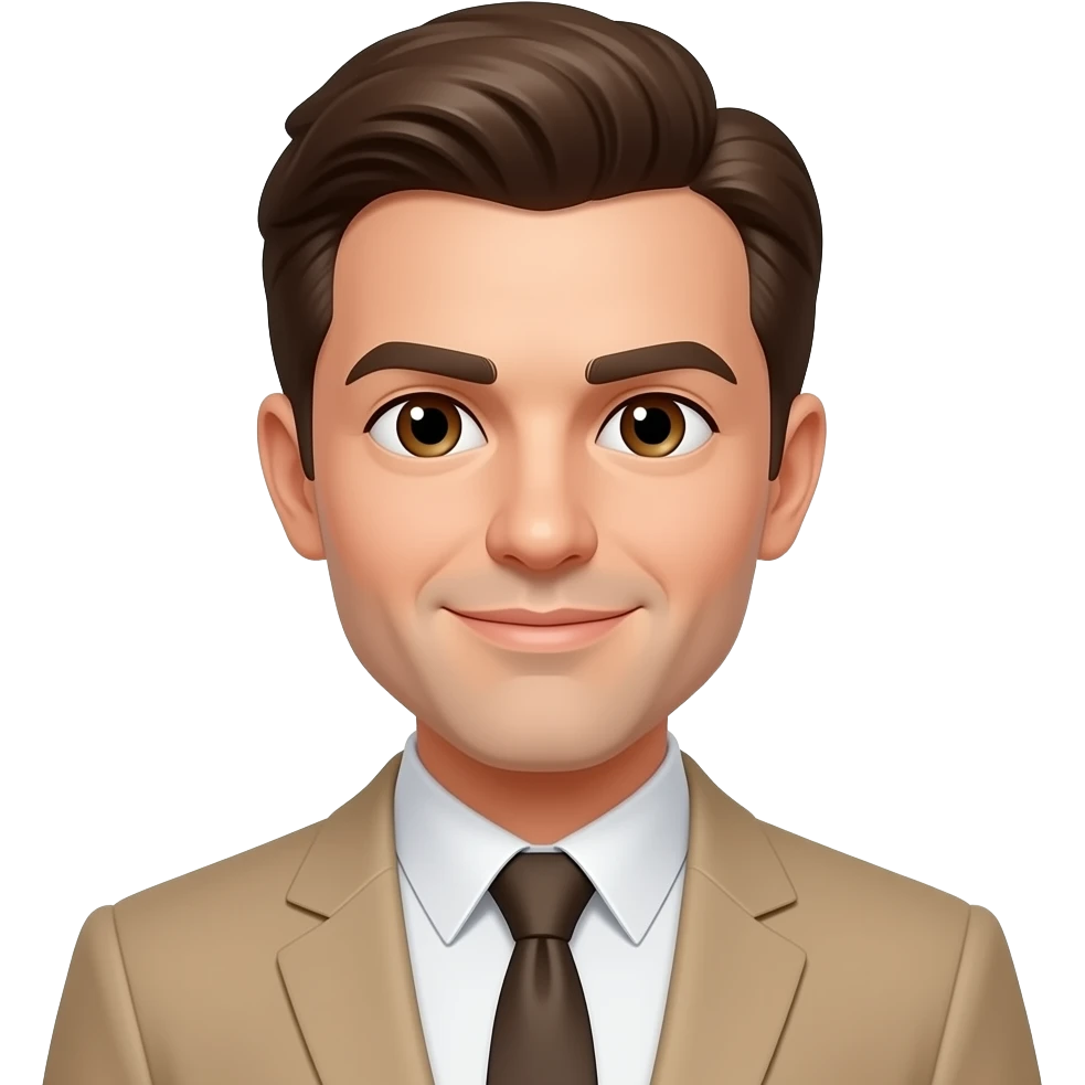 homme d'honneur yeux marron en costume beige emoji