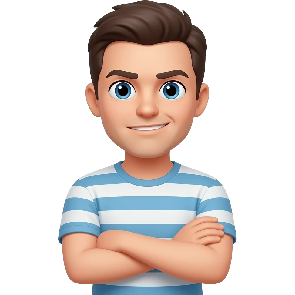 Now the exact same with the folded arms but less of a frown emoji