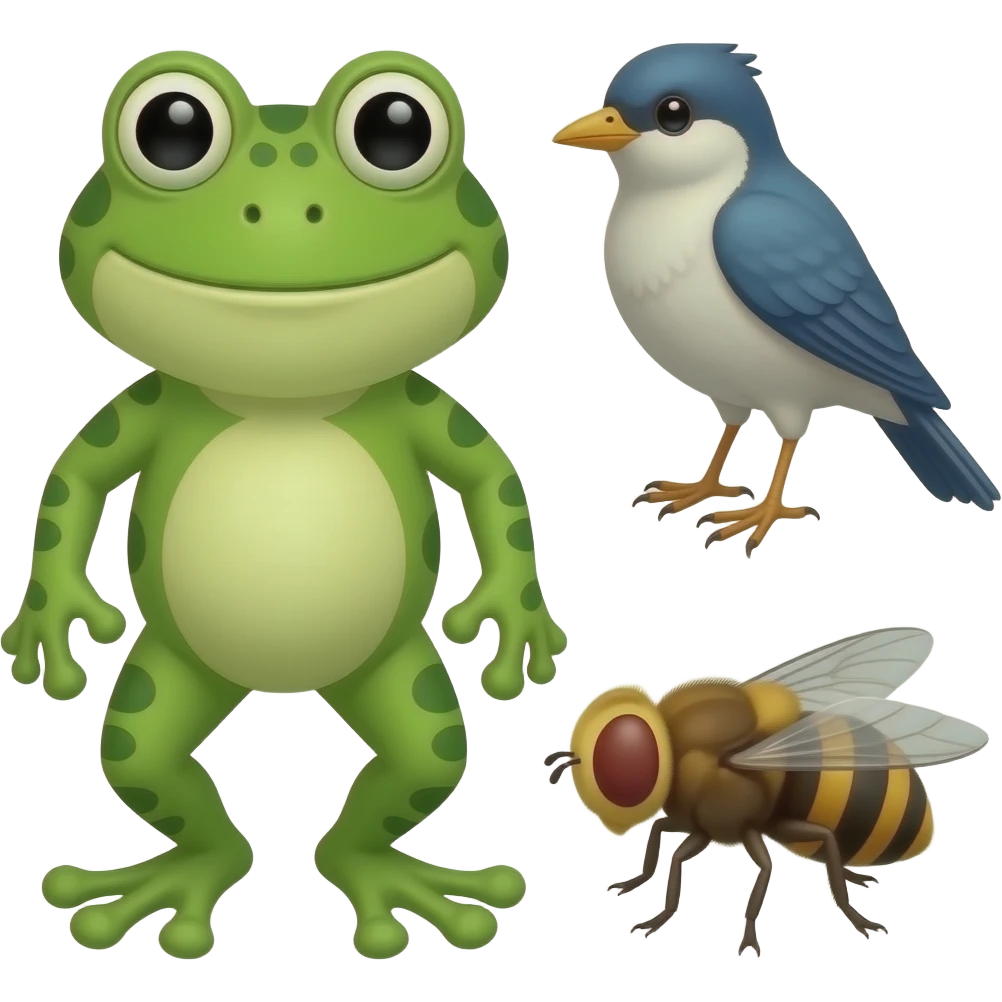 Frog and the bird and the fly emoji