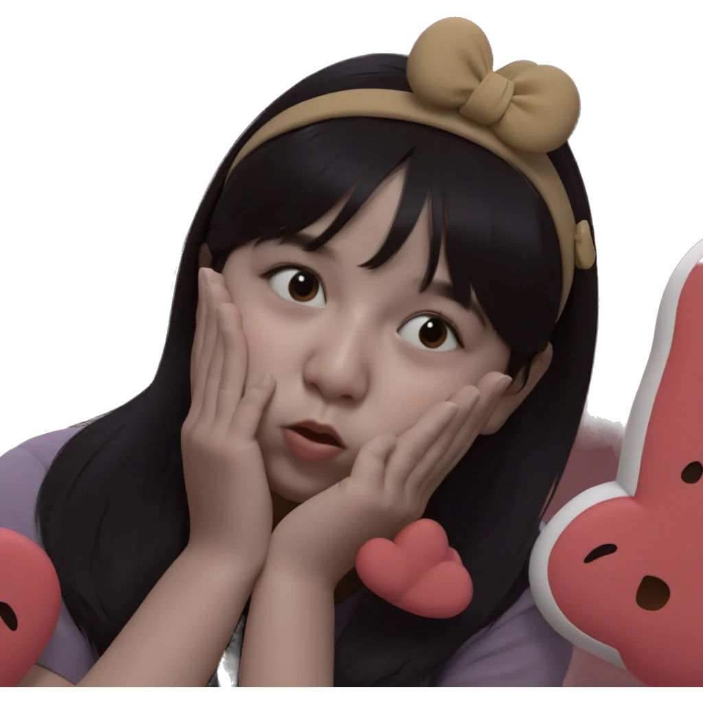 contemplative girl with black hair emoji