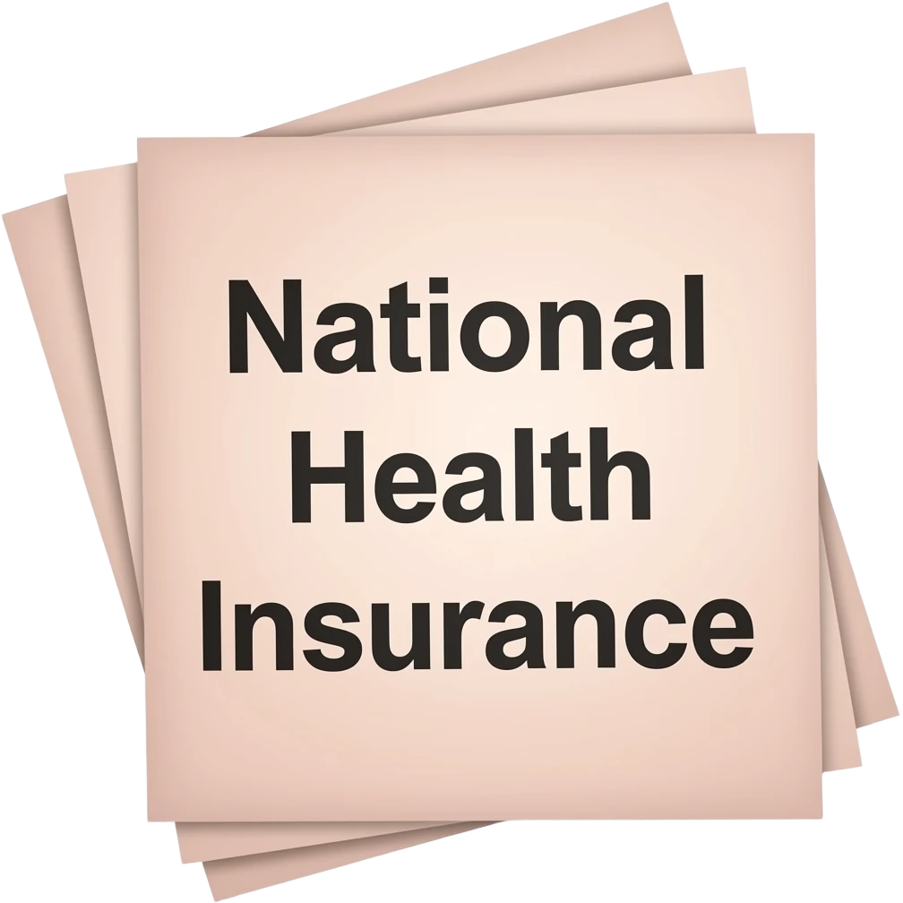 TEXT National Health Insurance and light pale pink Documents emoji