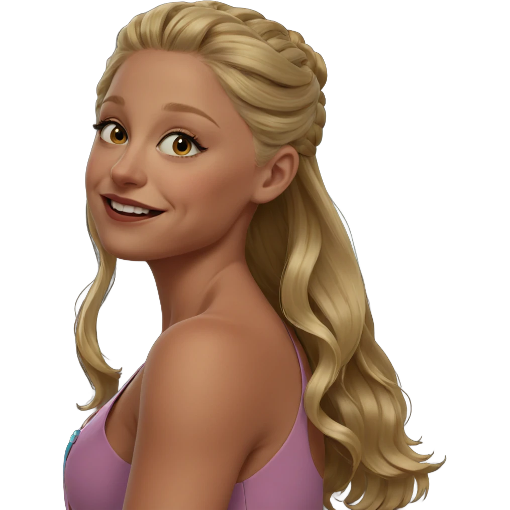 blonde girl smiling in dress emoji
