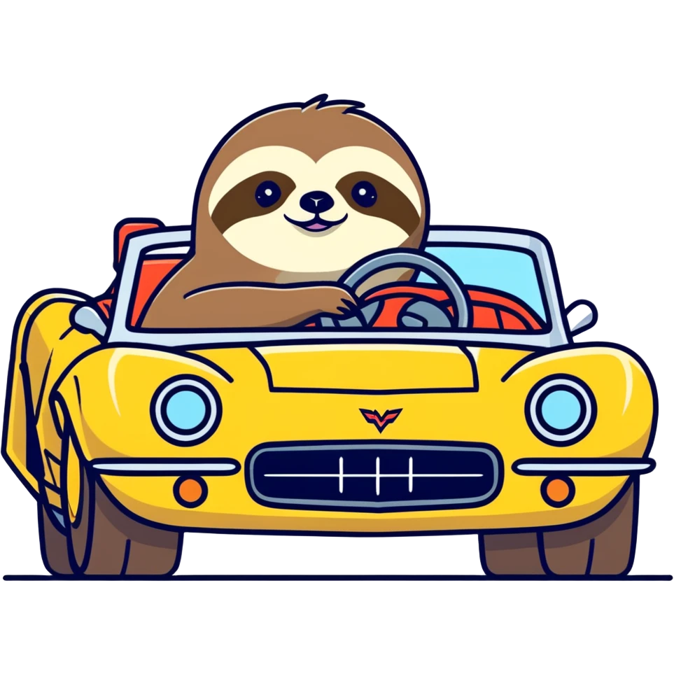 sloth in a corvette  emoji