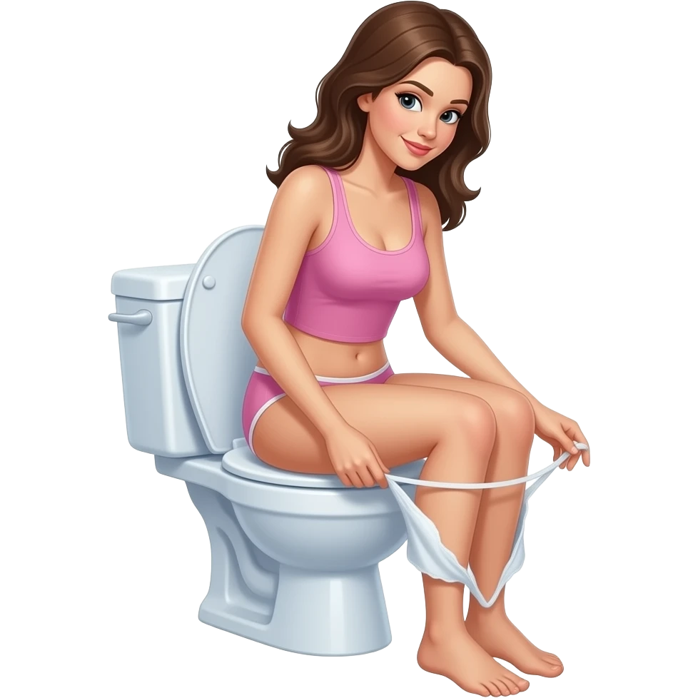 Woman takes off her underwear and sit on toilet emoji