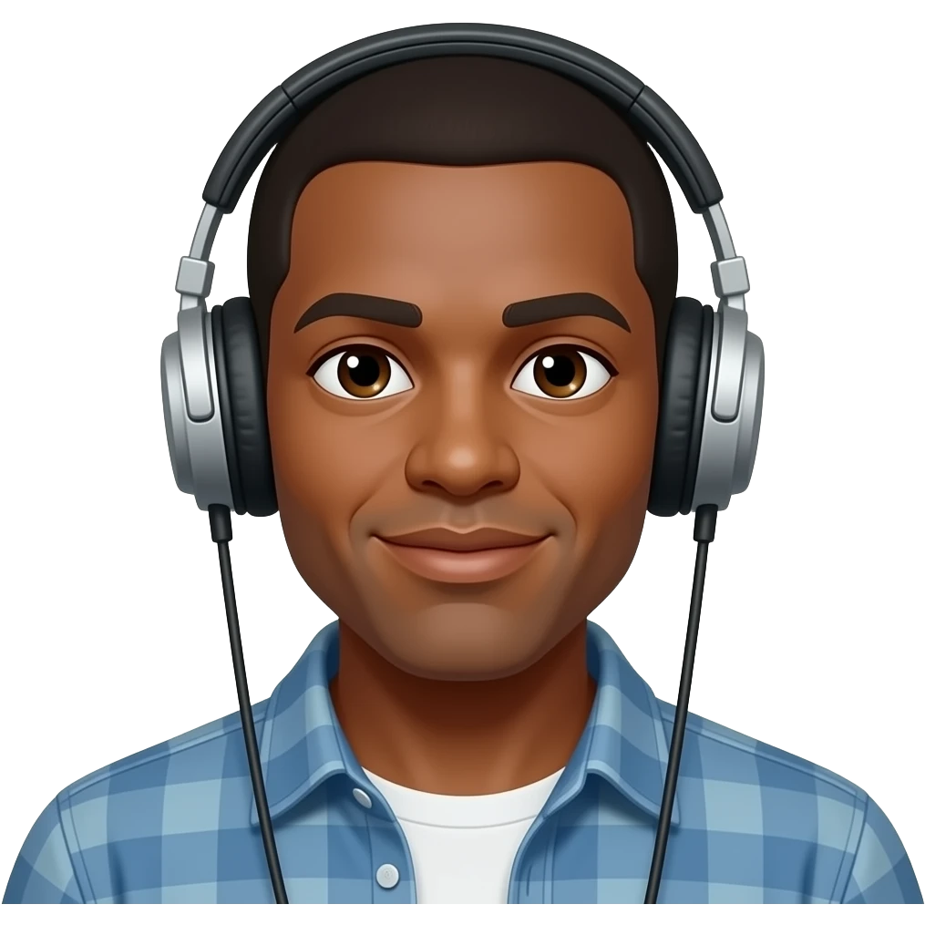 Yellow man listening a vibing music with headphones on emoji