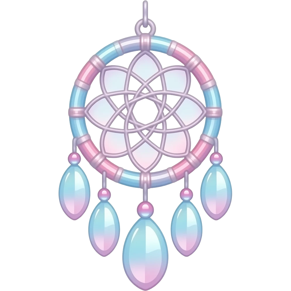 Glittery sparkly gradients-colored pastel bluish and pinkish and whitish hanging Rosy shiny glossy sparkly romantic pastel Pastel Sakura dreamcatcher-suncatcher emoji