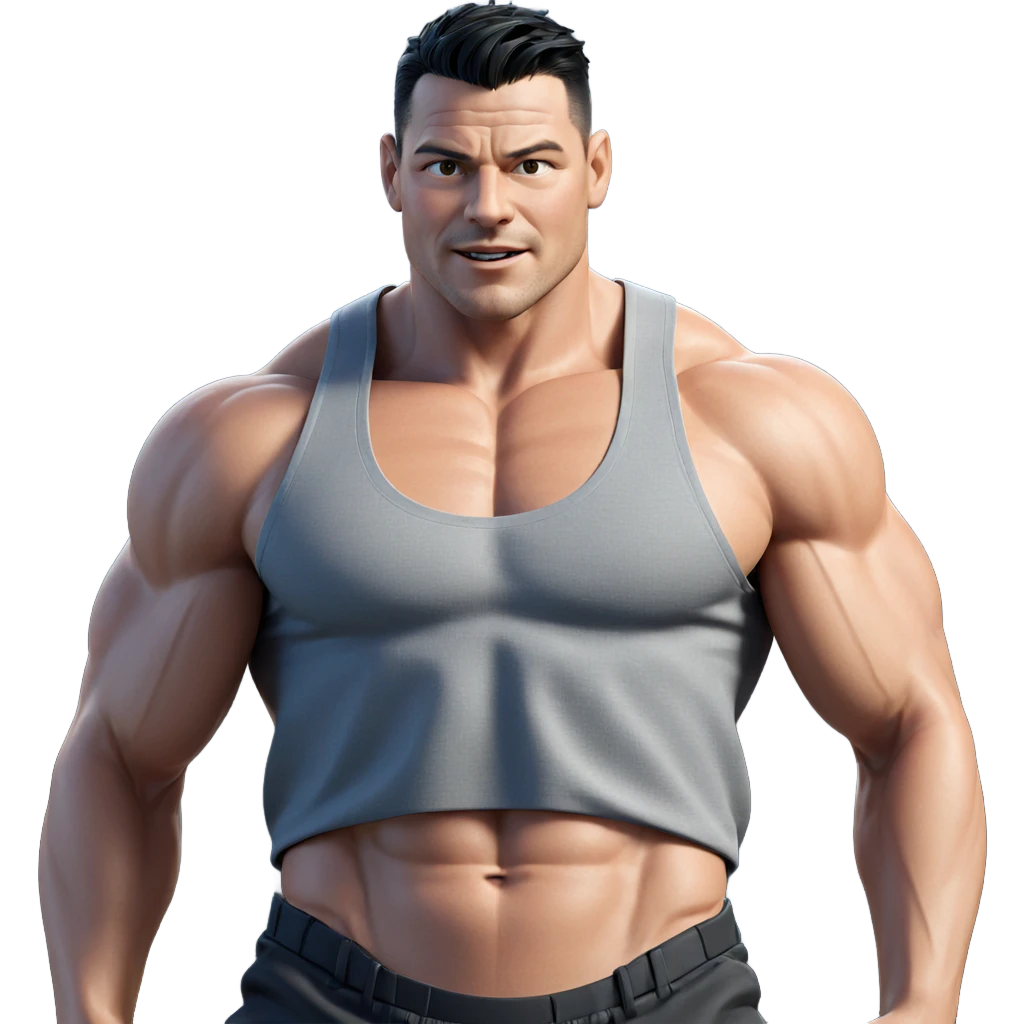muscular male with black hair emoji