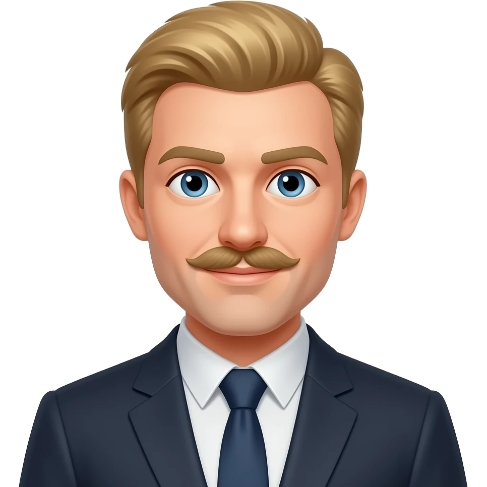 Blond trader with a moustache emoji