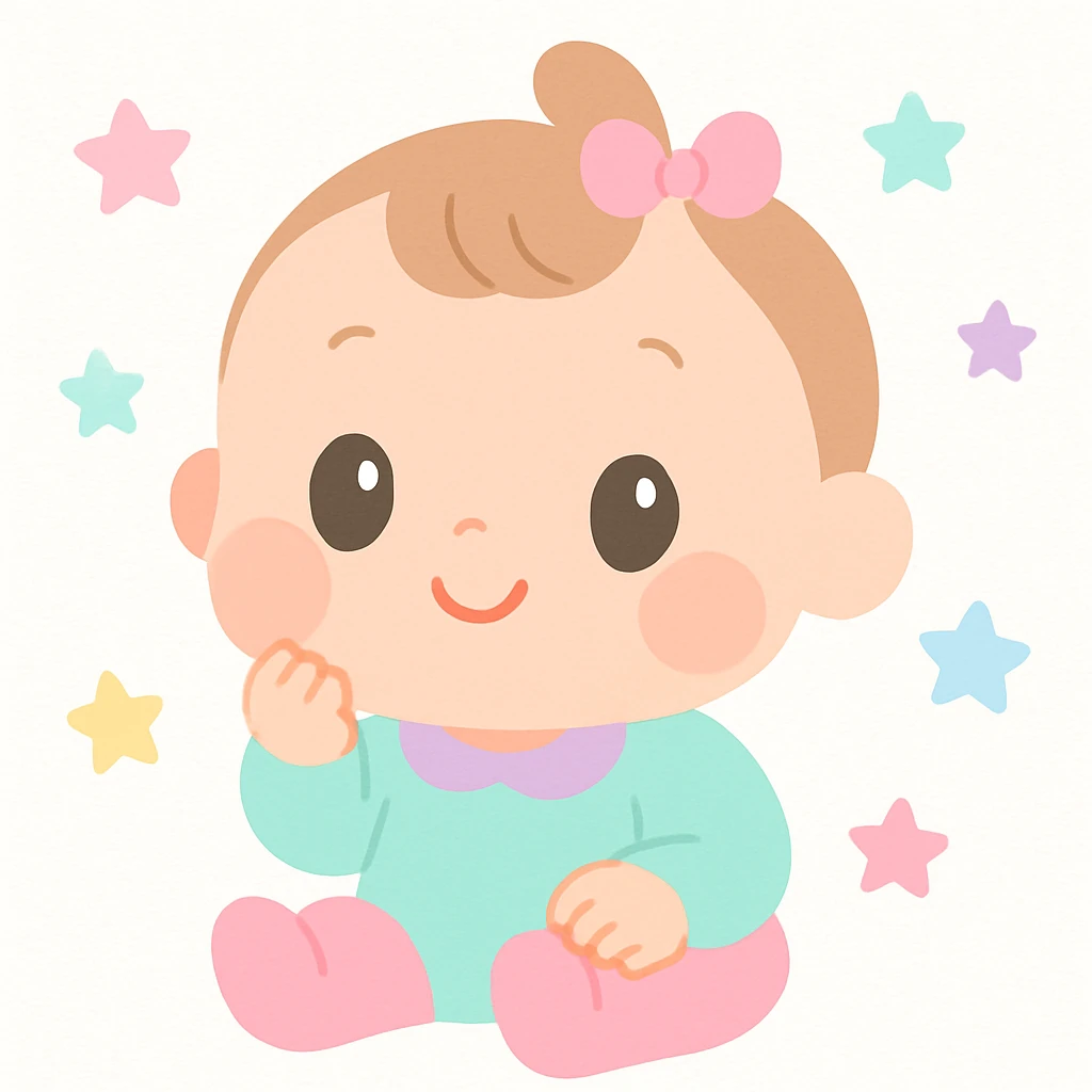 baby girl, chubby cheeks, playful expression emoji