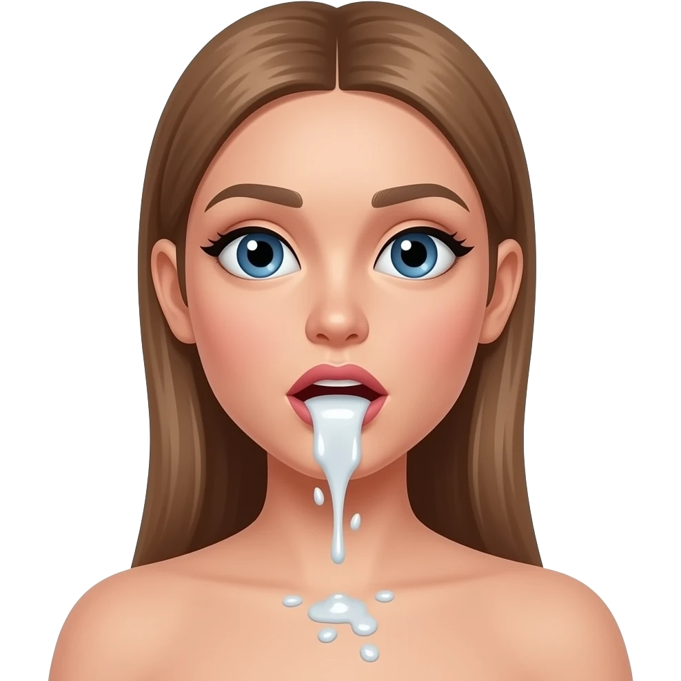 Emoji spreading ahh  n3ked girl  with female anat0my white liquid stuff coming out of female vag1na emoji