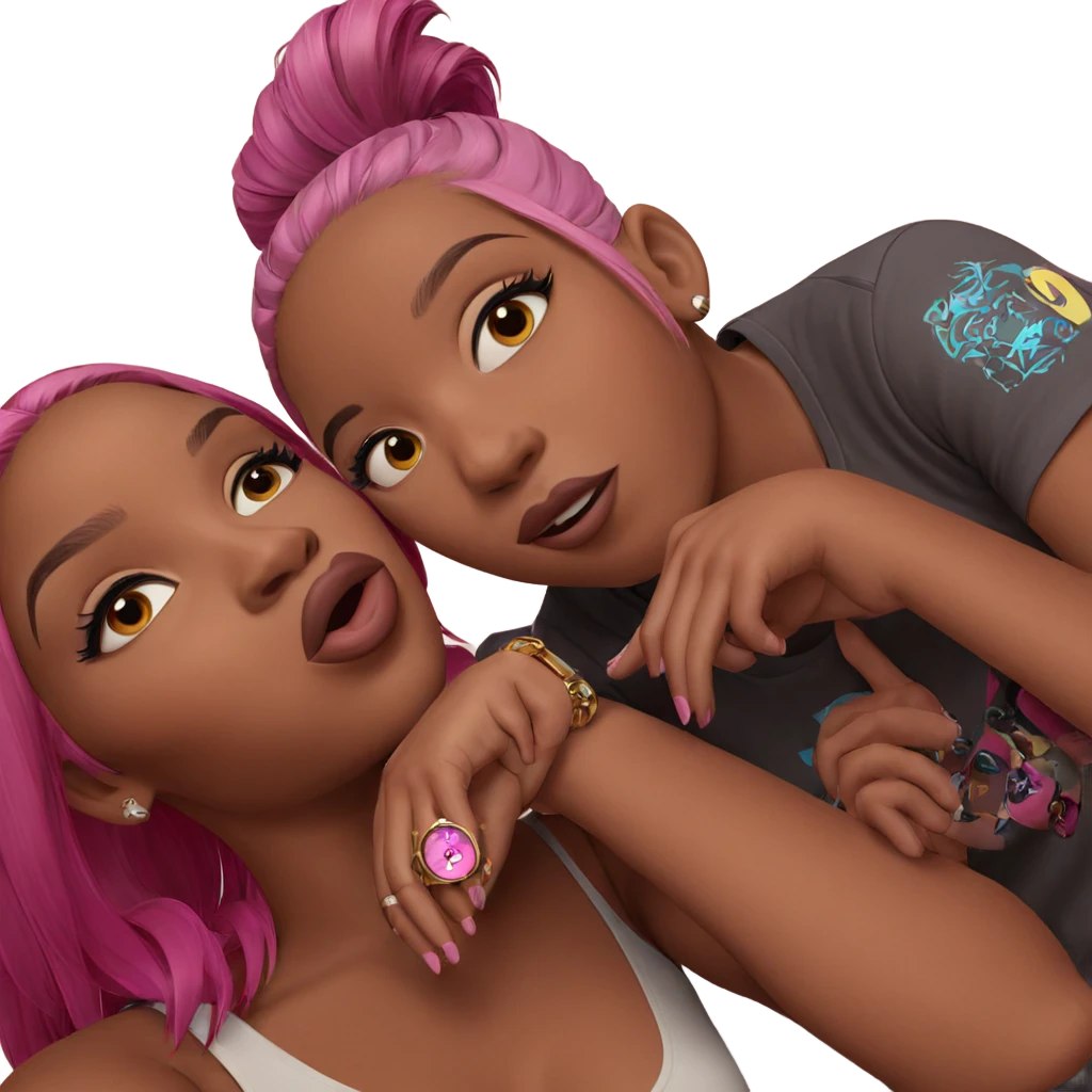 girls with pink hair watch emoji