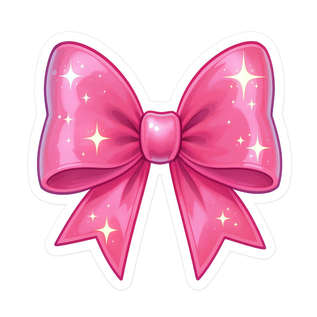 kpop bow emoji, cute and shiny, with sparkles, no background emoji