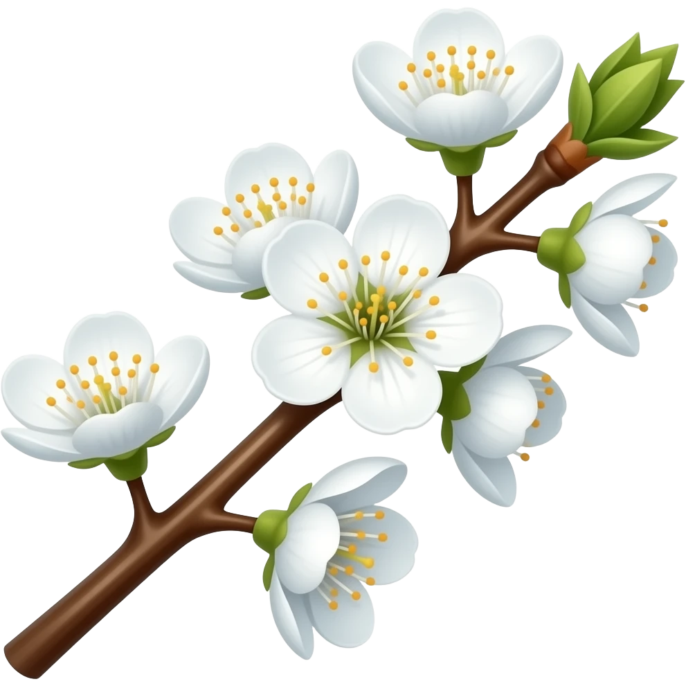 цветы вишни белые на ветке с лоском и блеском emoji