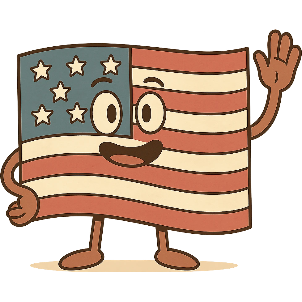 flag of the United States, rectangular, red and white stripes with a blue rectangle and white stars in the top left corner, flat and simple design emoji