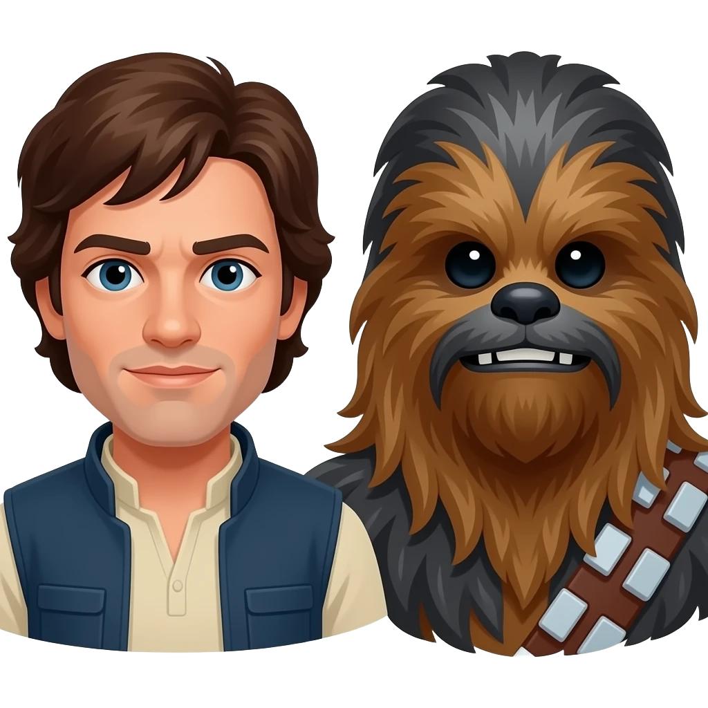 based on the theme of han solo, can you great an emoji for "han duo" where one is han solo and the other is chubacka emoji