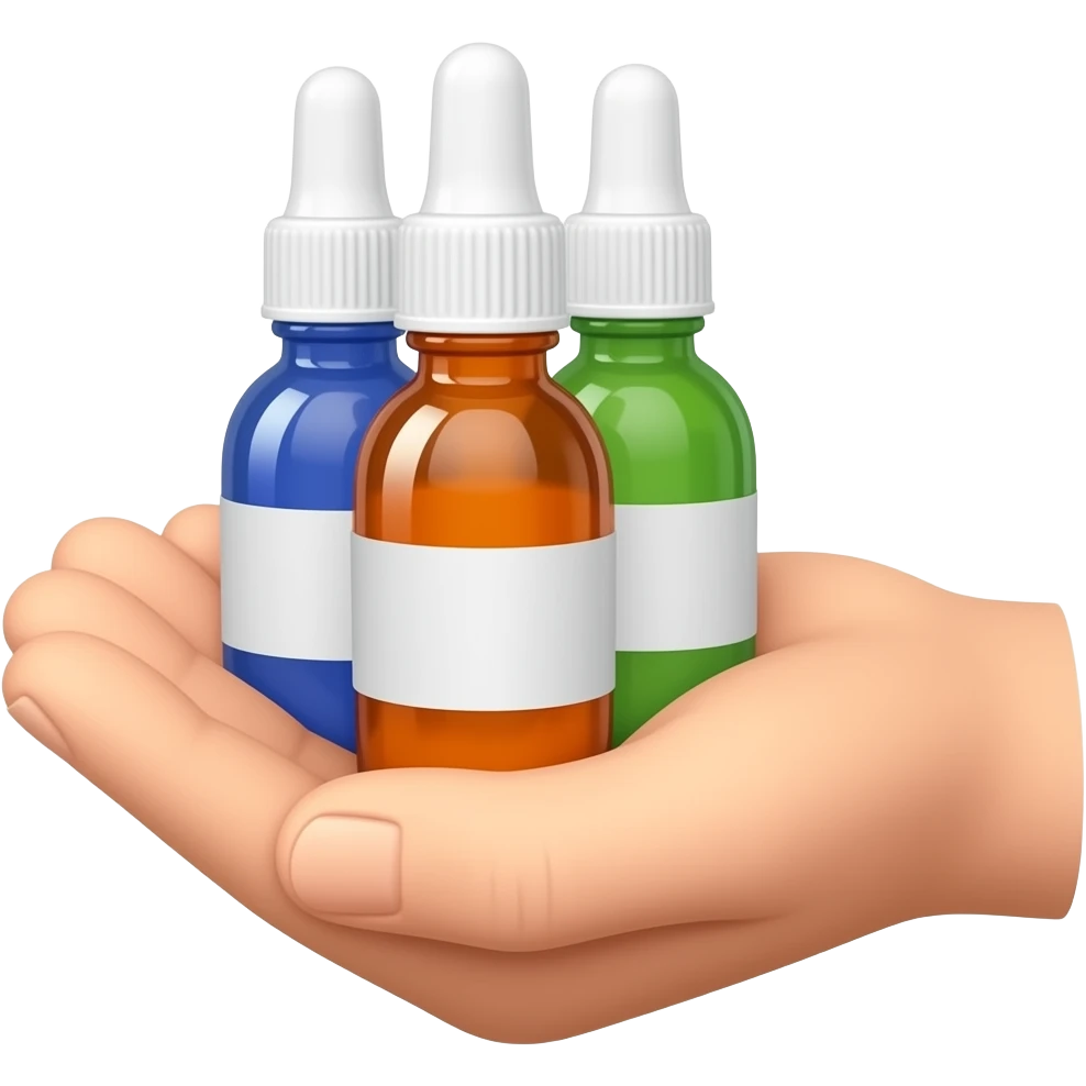 a palm handing me colorful medicines emoji