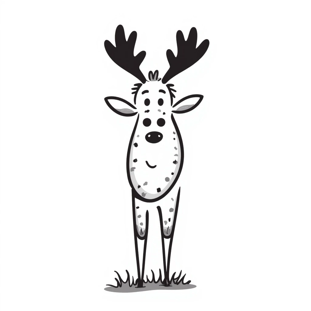 Hand drawn doodle style moose emoji