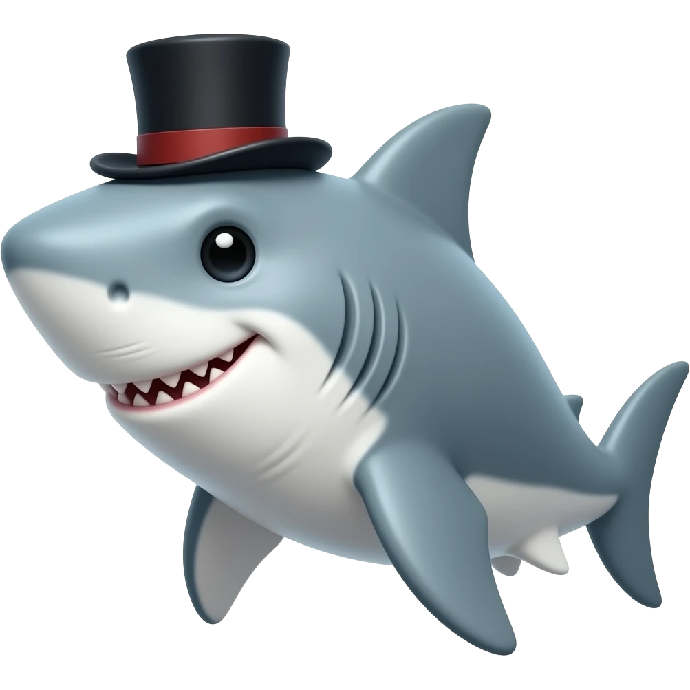 Shark with a top hat emoji