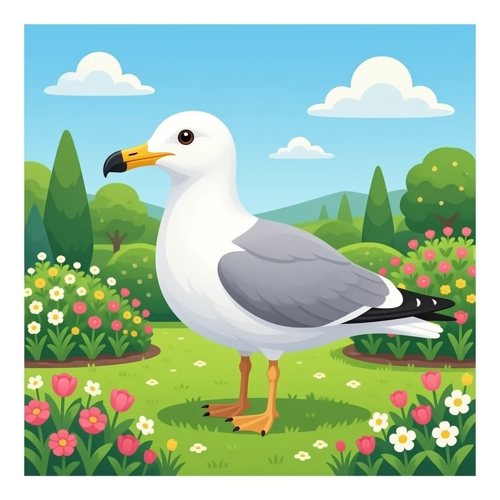 Seagull in a garden emoji