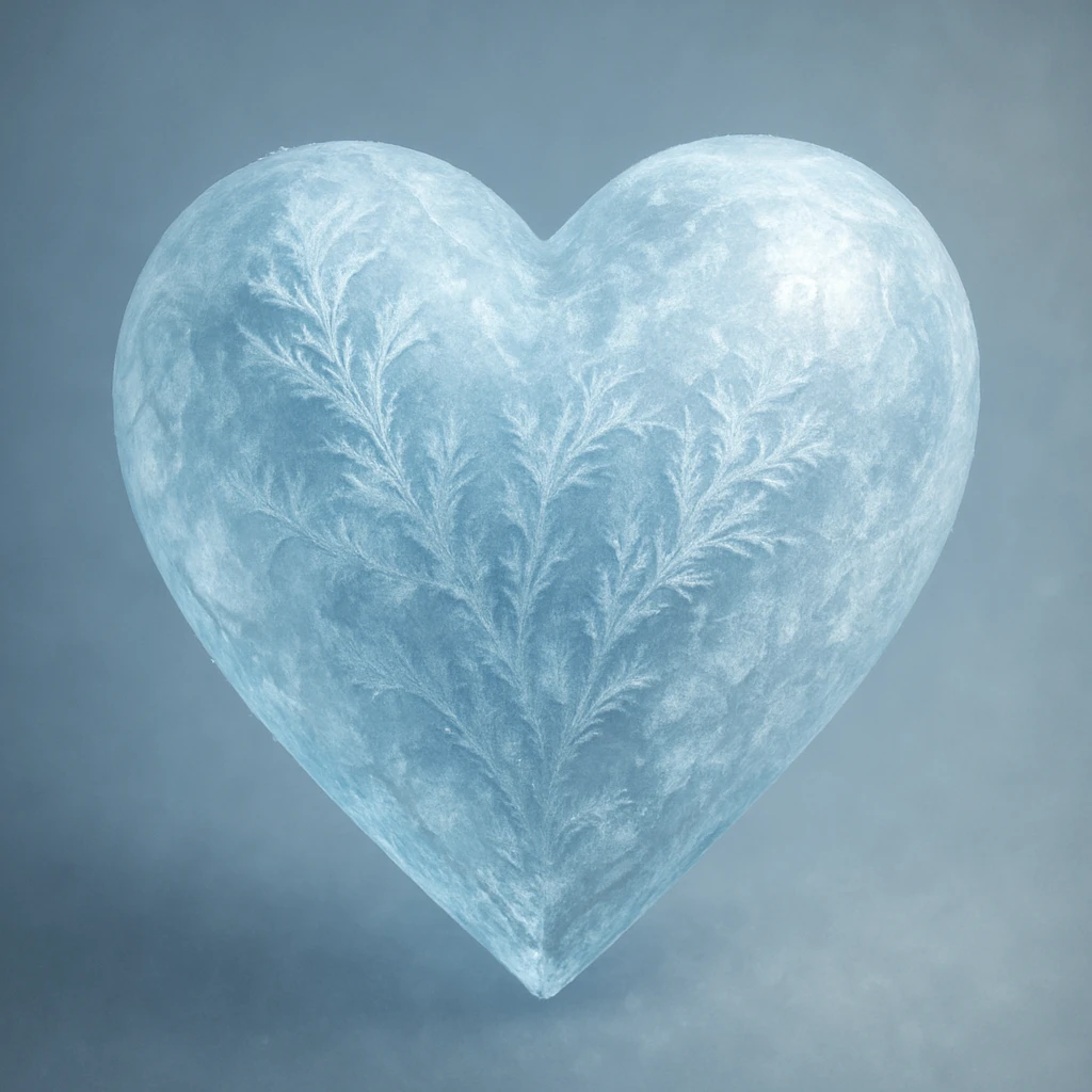 heart with a frosted ice texture, digital illustration emoji