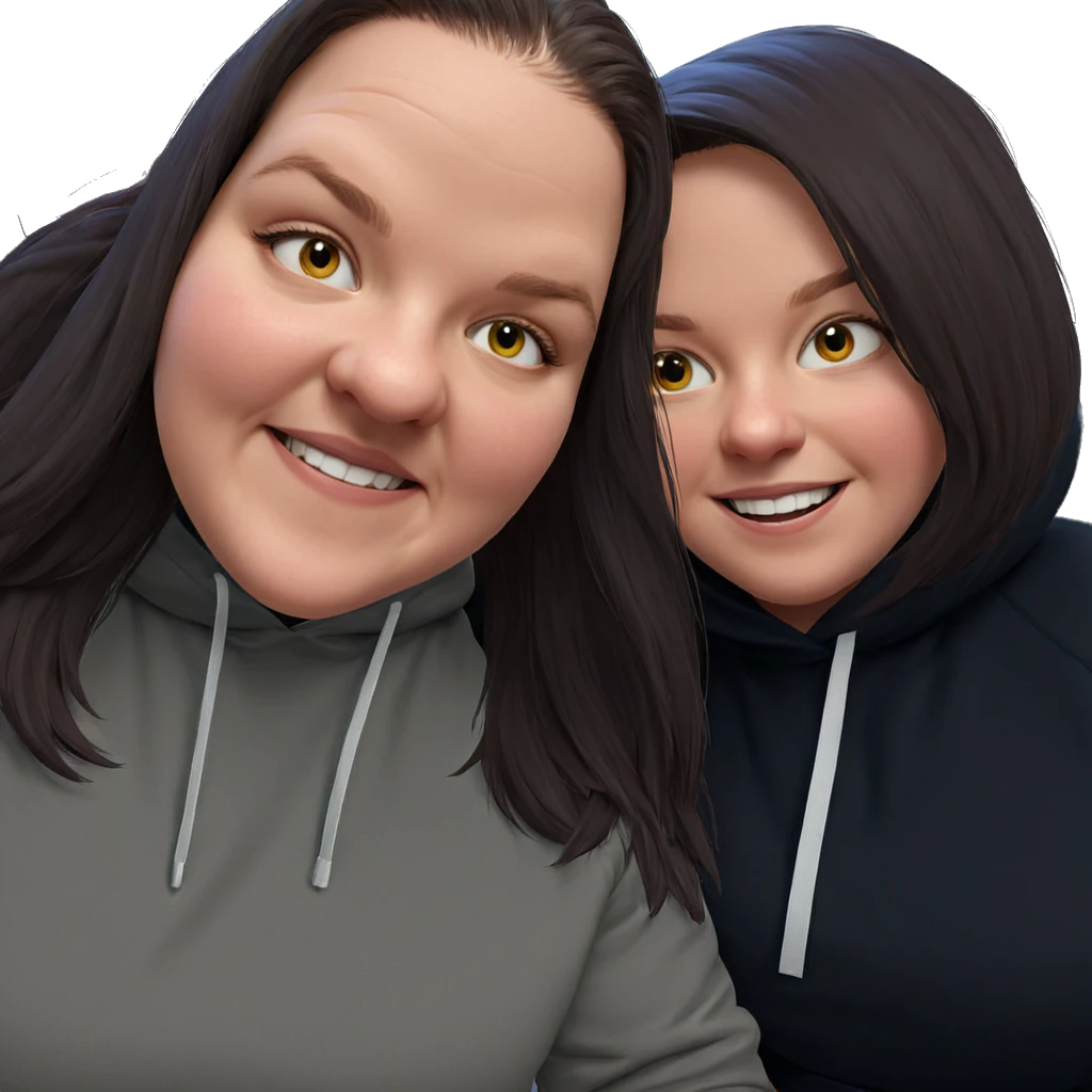 smiling girls in hoodies emoji